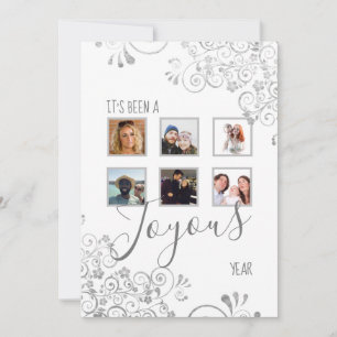 Modern 6 Photo White Year in Review Christmas Holiday Card