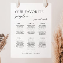 Modern 6 Tables Welcome Seating Chart