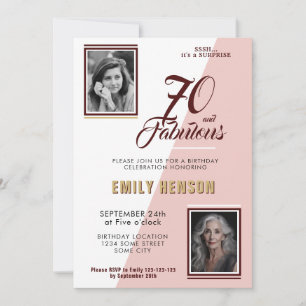 Modern 70 and Fabulous 2 Photo 70th Birthday Invitation
