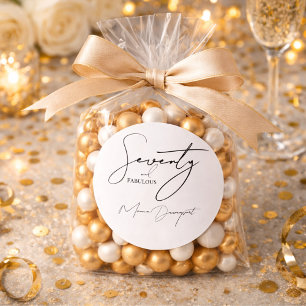 Modern 70 and Fabulous 70th Birthday Party Classic Round Sticker