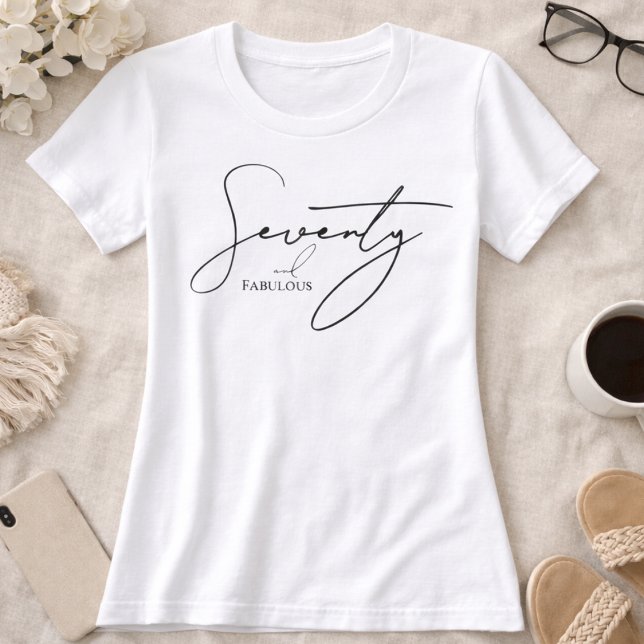 Modern 70 and Fabulous 70th Birthday Party  T-Shirt (Creator Uploaded)