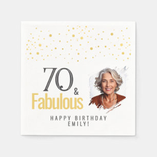 Modern 70 and Fabulous Birthday Photo Napkin
