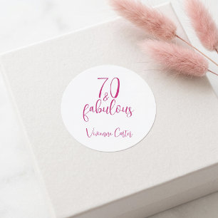 Modern 70 and Fabulous Pink 70th Birthday Party Classic Round Sticker