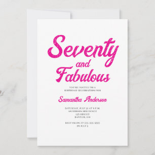 Modern 70 and Fabulous Pink 70th Birthday Party Invitation