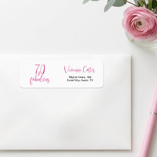Modern 70 and Fabulous Pink 70th Birthday Party Return Address Label