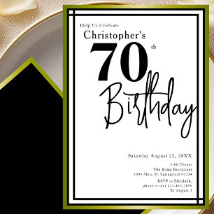 Modern 70th Birthday Invitation Elegant Black Gold