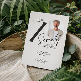 Modern 70th Birthday Photo Minimal Milestone Invitation