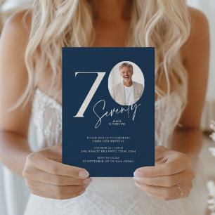 Modern 70th Birthday Photo Minimal Milestone Invitation