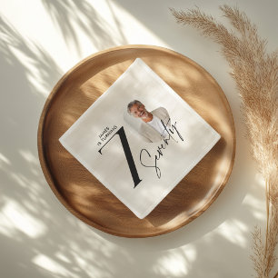 Modern 70th Birthday Photo Minimal Milestone Napkin