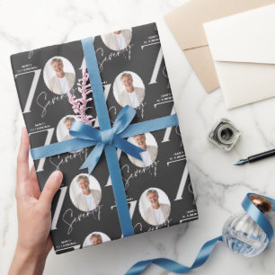 Modern 70th Birthday Photo Minimal Milestone Wrapping Paper