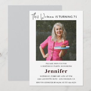 Modern 71st birthday invitations for her Photo