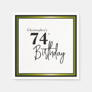 Modern 74th Birthday Napkins Elegant Black Gold
