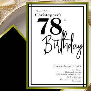 Modern 78th Birthday Invitation Elegant Black Gold