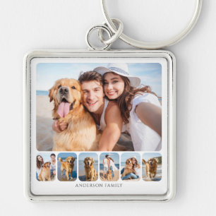 Modern 7 Photo Collage Key Ring