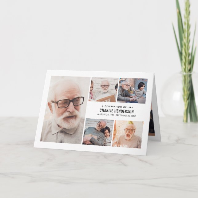 Modern 7-Photo Funeral Program With Bio & Poem (Front)