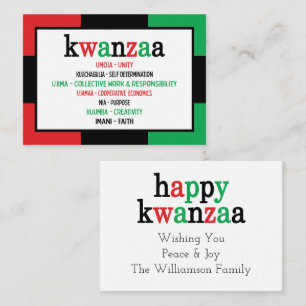 Modern 7 Principles Green Red Black Kwanzaa Business Card