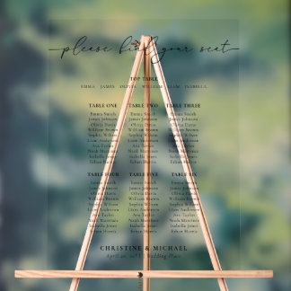 Modern 7 Table Wedding Seating Chart Acrylic Sign