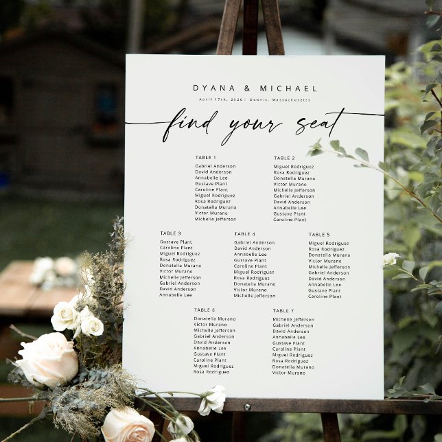 Modern 7 Tables Find Your Seat Seating Chart (Creator Uploaded)