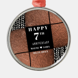 Modern 7th Copper Wool Anniversary Metal Ornament