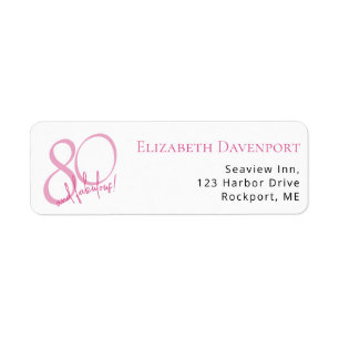Modern 80 and Fabulous Bold 80th Birthday Party Return Address Label