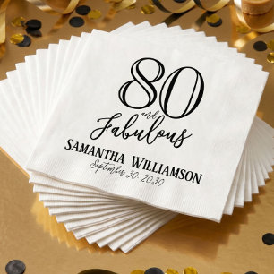 Modern 80 and Fabulous Bold Name Date Birthday  Napkin