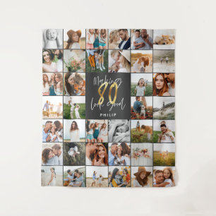 Modern 80th birthday multi photo  tapestry