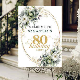 Modern 80th Dusty Green Welcome Poster