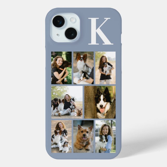 Modern 8 Pet Photo Dusty Blue Case-Mate iPhone Case (Back)