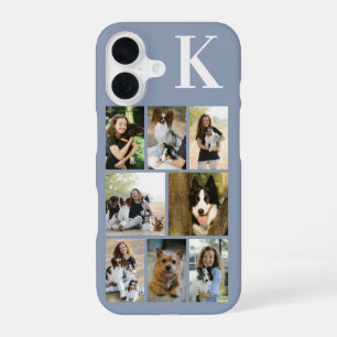 Modern 8 Pet Photo Dusty Blue iPhone 16 Case