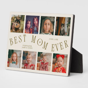 Modern 8 Photo Collage Best Mom Ever Cream Plaque
