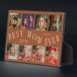Modern 8 Photo Collage Best Mom Ever Terracotta Plaque<br><div class="desc">Modern and minimal mother's day photo keepsake plaque featuring 8 photos with a curvy typography text that says "best mom ever." The color is terracotta.</div>