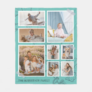 Modern 8 Photo Collage Family Fleece Blanket