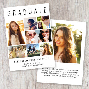 Modern 8 Photo Collage Graduation Announcement