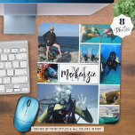 Modern 8 Photo Collage Monogram Name Custom Mouse Pad<br><div class="desc">Create your own personalised, custom colour photo mouse pad using this easy-to-upload photo collage template featuring 8 pictures in various sizes and shapes and a monogram and name in your choice of font styles and all colours (shown with a modern handwritten script name and classic monogram in black and grey...</div>