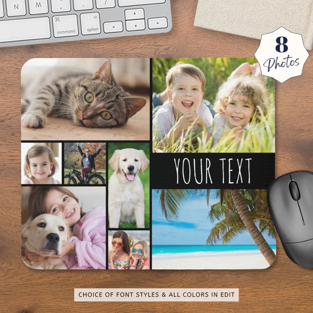 Modern 8 Photo Collage Personalised Custom Mouse Pad (Creator Uploaded)