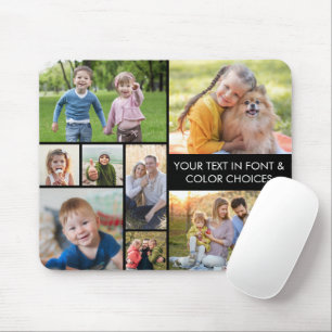 Modern 8 Photo Collage Personalised Custom Mouse Pad