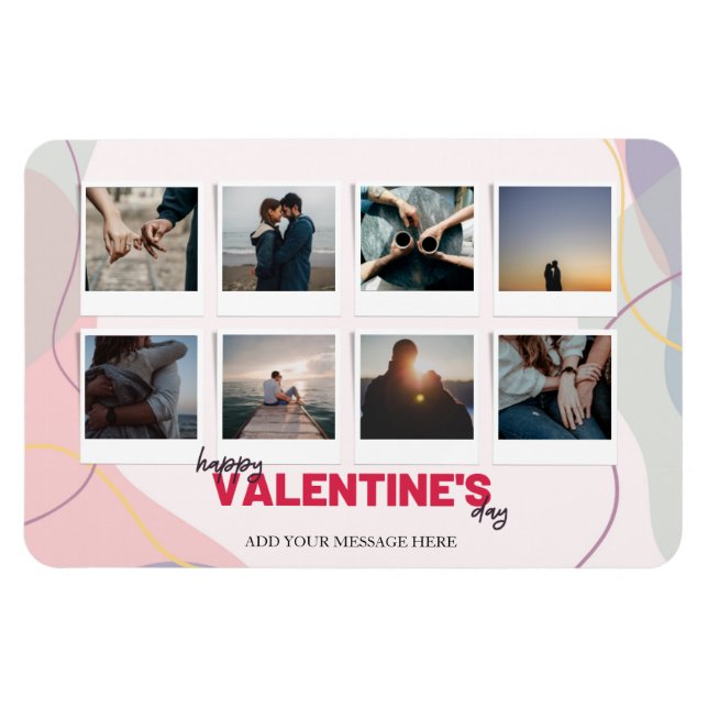 Modern 8 Photo Collage Valentine's Gift Magnet (Horizontal)
