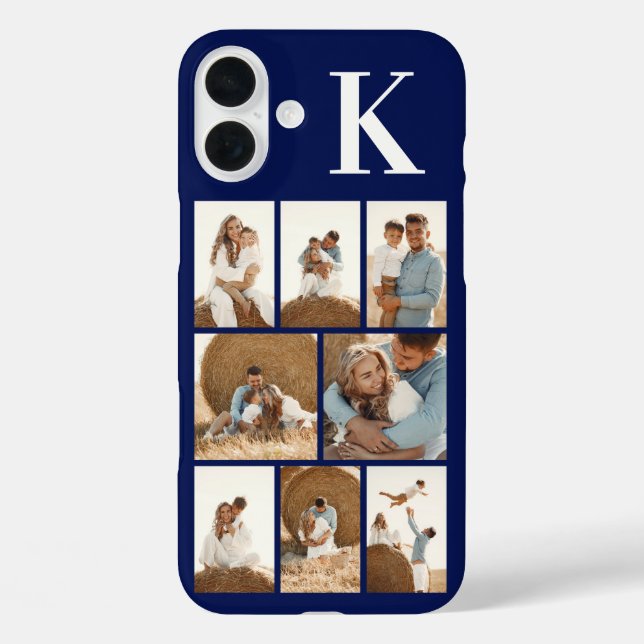 Modern 8 Photo Navy Blue Case-Mate iPhone Case (Back)