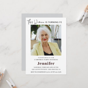 Modern 91st birthday invitations for her Photo