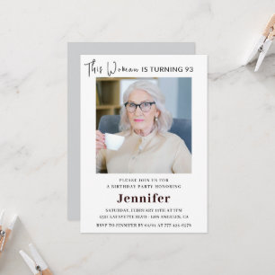 Modern 93rd birthday invitations for her Photo