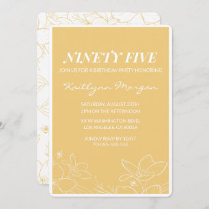 Modern 95th birthday invitations Floral Yellow