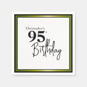 Modern 95th Birthday Napkins Elegant Black Gold