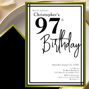 Modern 97th Birthday Invitation Elegant Black Gold