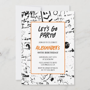 Modern 98th birthday invitations Men Graffiti