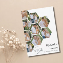 Modern 9 Photo Collage Honeycomb Save the Date