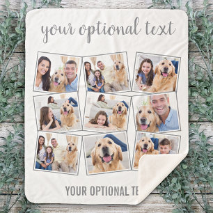 Modern 9 Photo Collage Sherpa Blanket