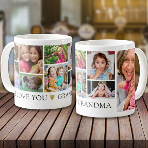 Modern 9 Photo Collage We Love You Grandma Coffee Mug