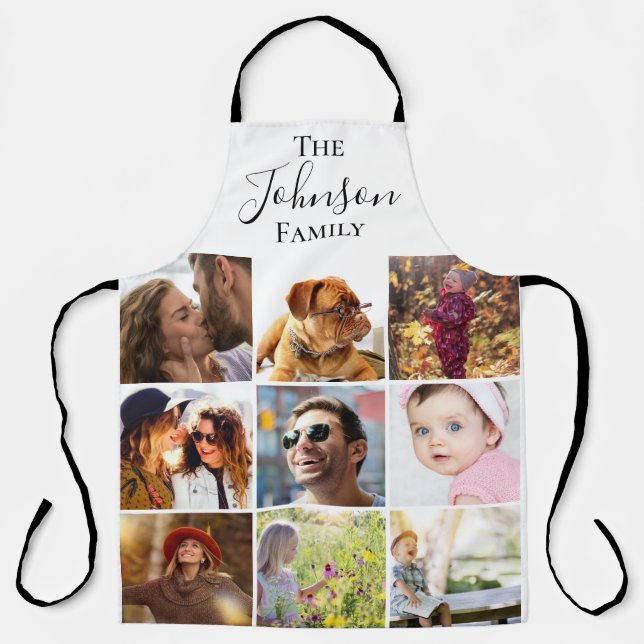 Modern 9 Photo Family Collage | Personalised Apron (Front)