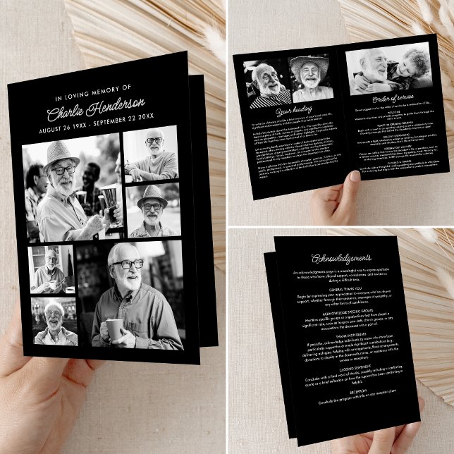Modern 9-Photo Funeral/Memorial Service Program (Creator Uploaded)