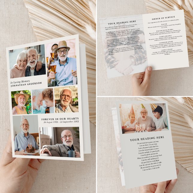 Modern 9-Photo In Loving Memory Folded Funeral Program (Creator Uploaded)